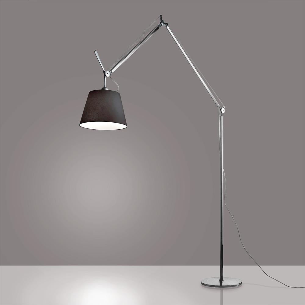 TOLOMEO MEGA FLOOR W/14" DIFF BLACK FIBER INC 150W E26 ALUM