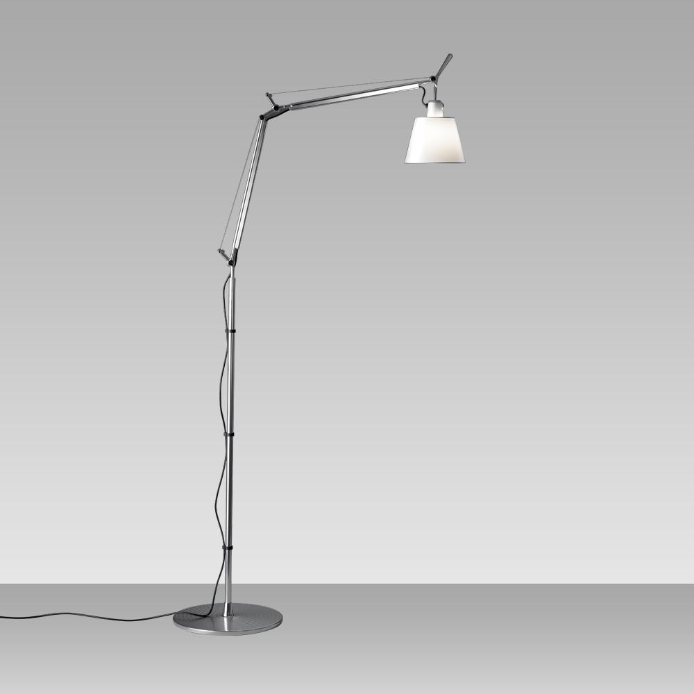 TOLOMEO WITH SHADE INC 75W E26 ALUM/PARCHMENT W/FLOOR SUPPORT