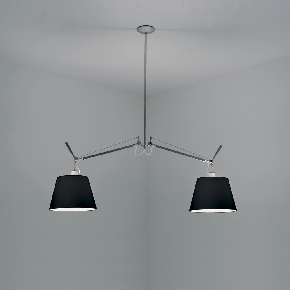 TOLOMEO DBL. SHADE SUSP. W/12" DIFF BLACK INC 2X150W