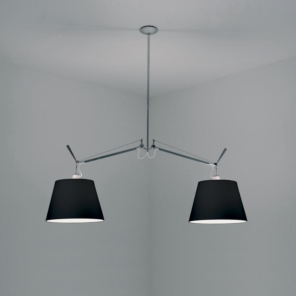 TOLOMEO DBL. SHADE SUSP. W/14" DIFF. BLACK INC 2X150W