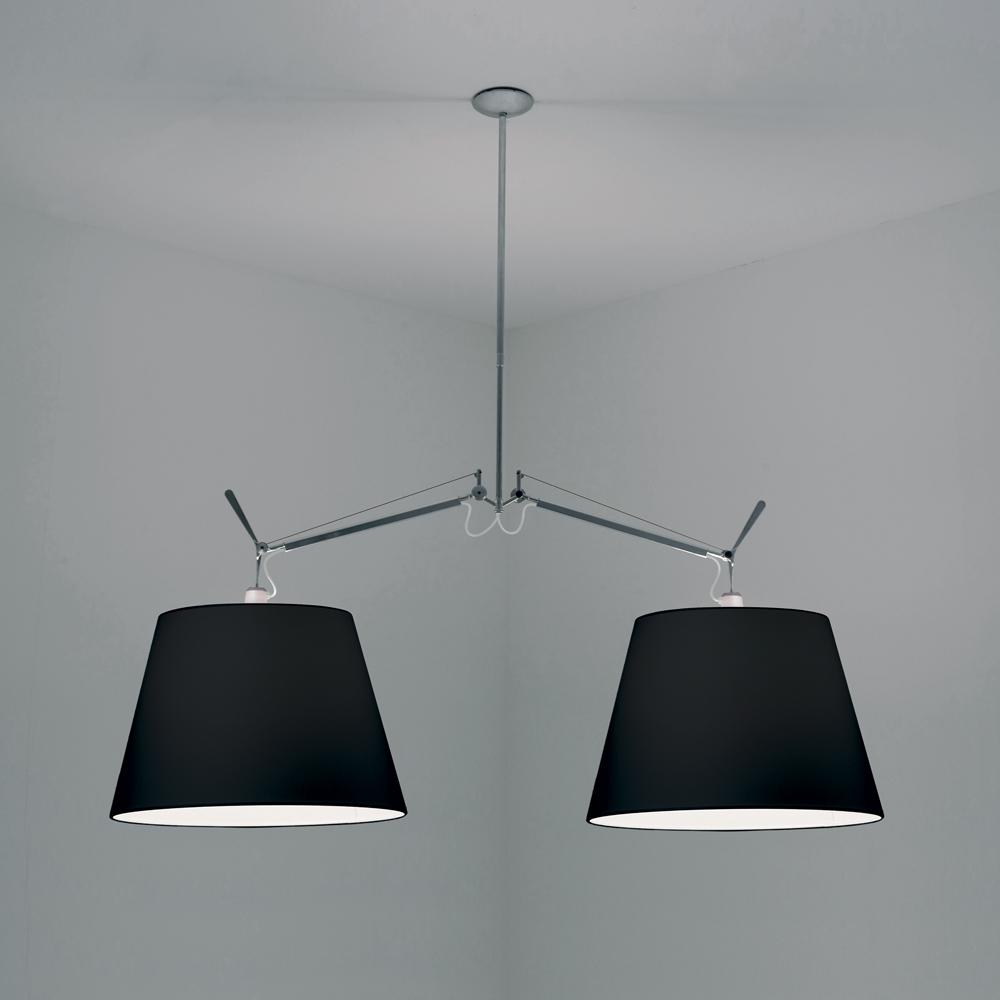 TOLOMEO DBL. SHADE SUSP. W/17" DIFF. INC BLACK 2X150W