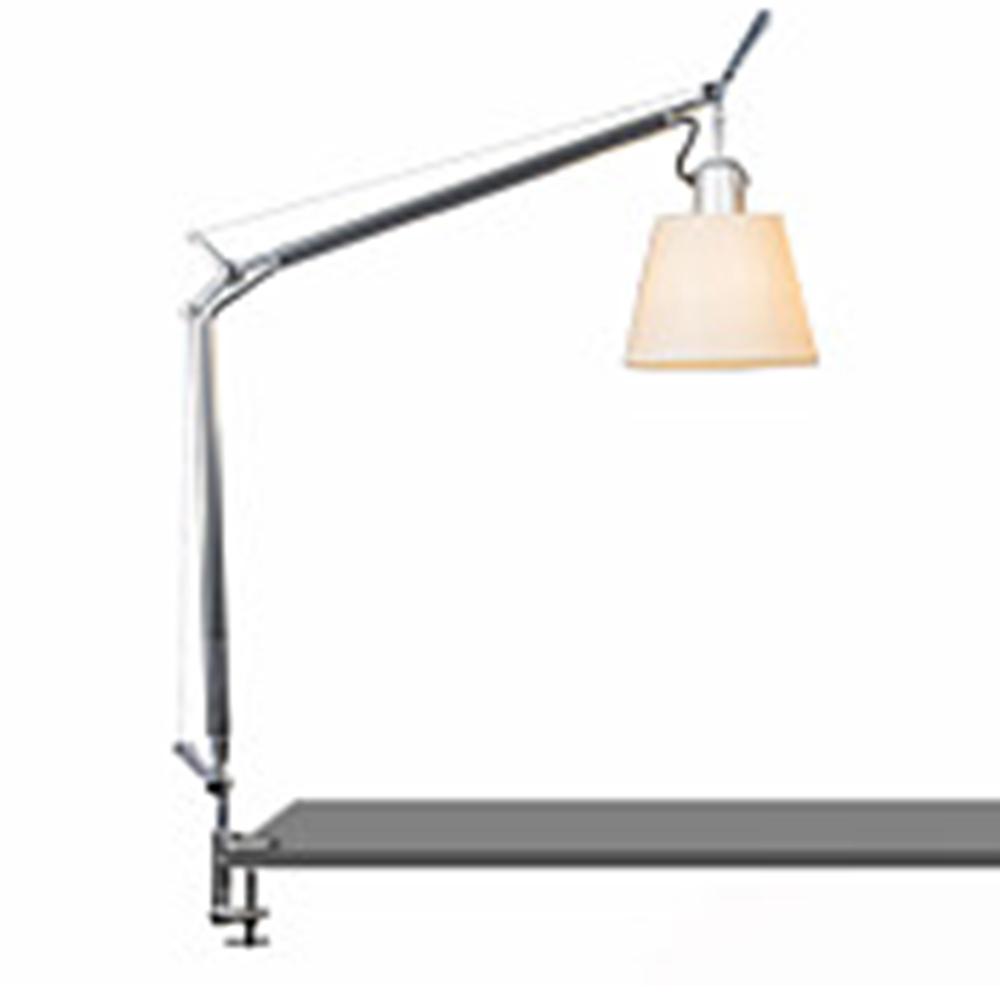 TOLOMEO WITH SHADE INC 75W E26 ALUM/PARCHMENT W/CLAMP