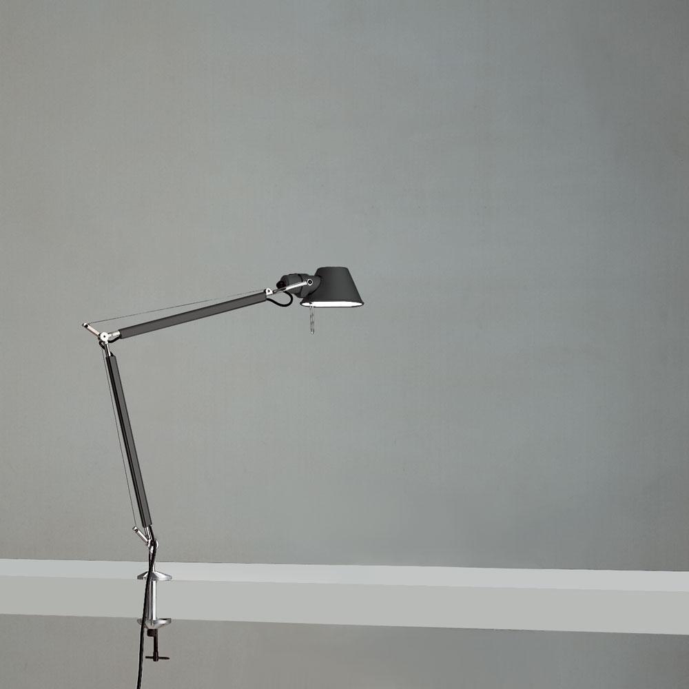 TOLOMEO MINI INC 100W E26 BLACK W/CLAMP ALUM