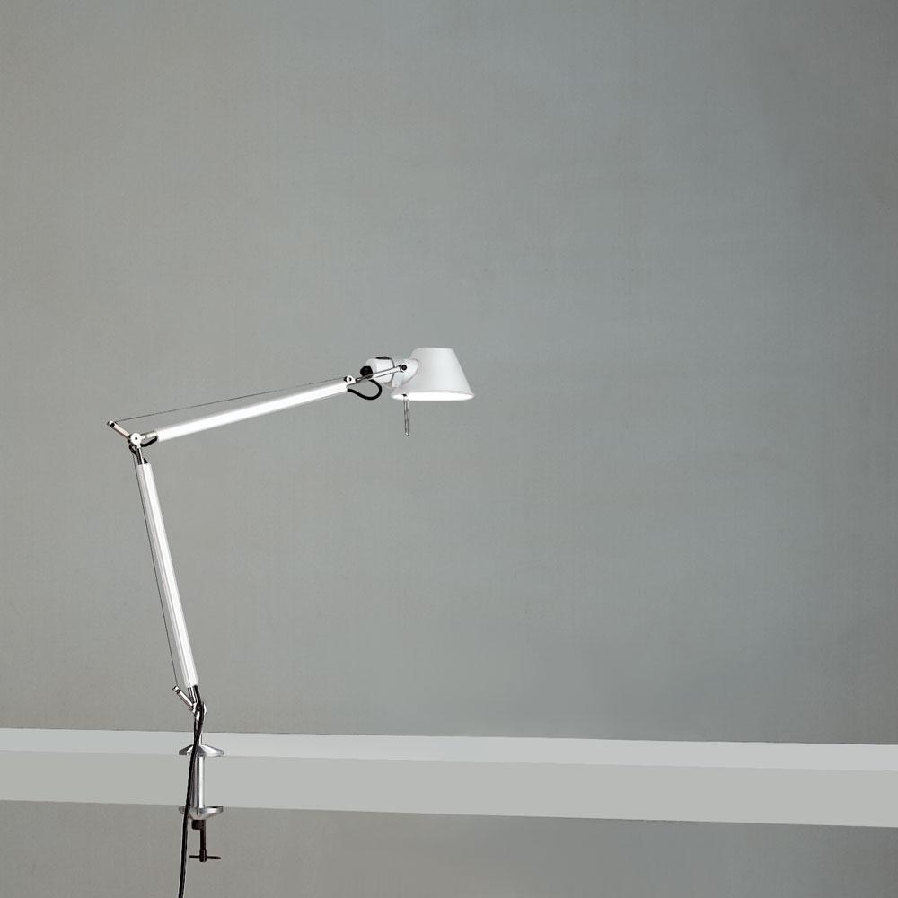 TOLOMEO MINI INC 100W E26 WHITE W/CLAMP ALUM