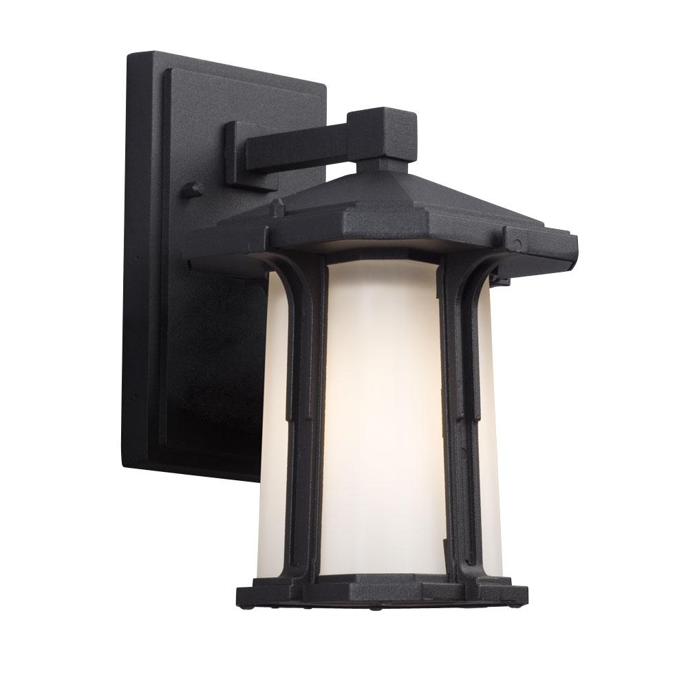 Outdoor Wall Mount Lantern - in Black finish with White Glass