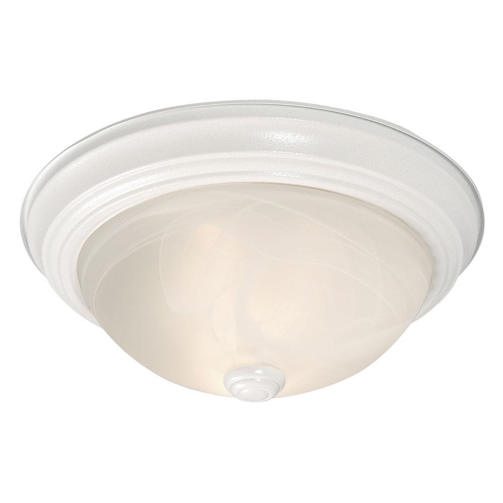 Flush Mount Ceiling Light - in White finish with Marbled Glass