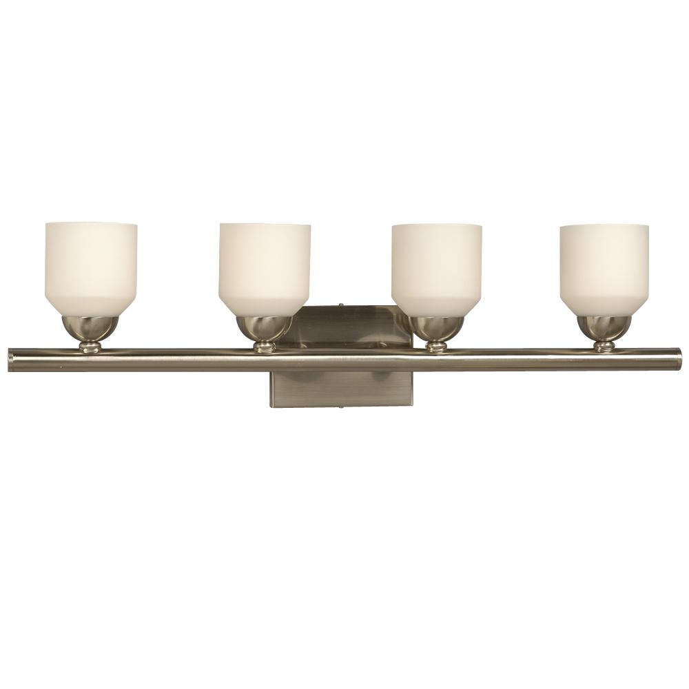 Four Light Vanity - Brushed Nickel w/ Satin White Glass