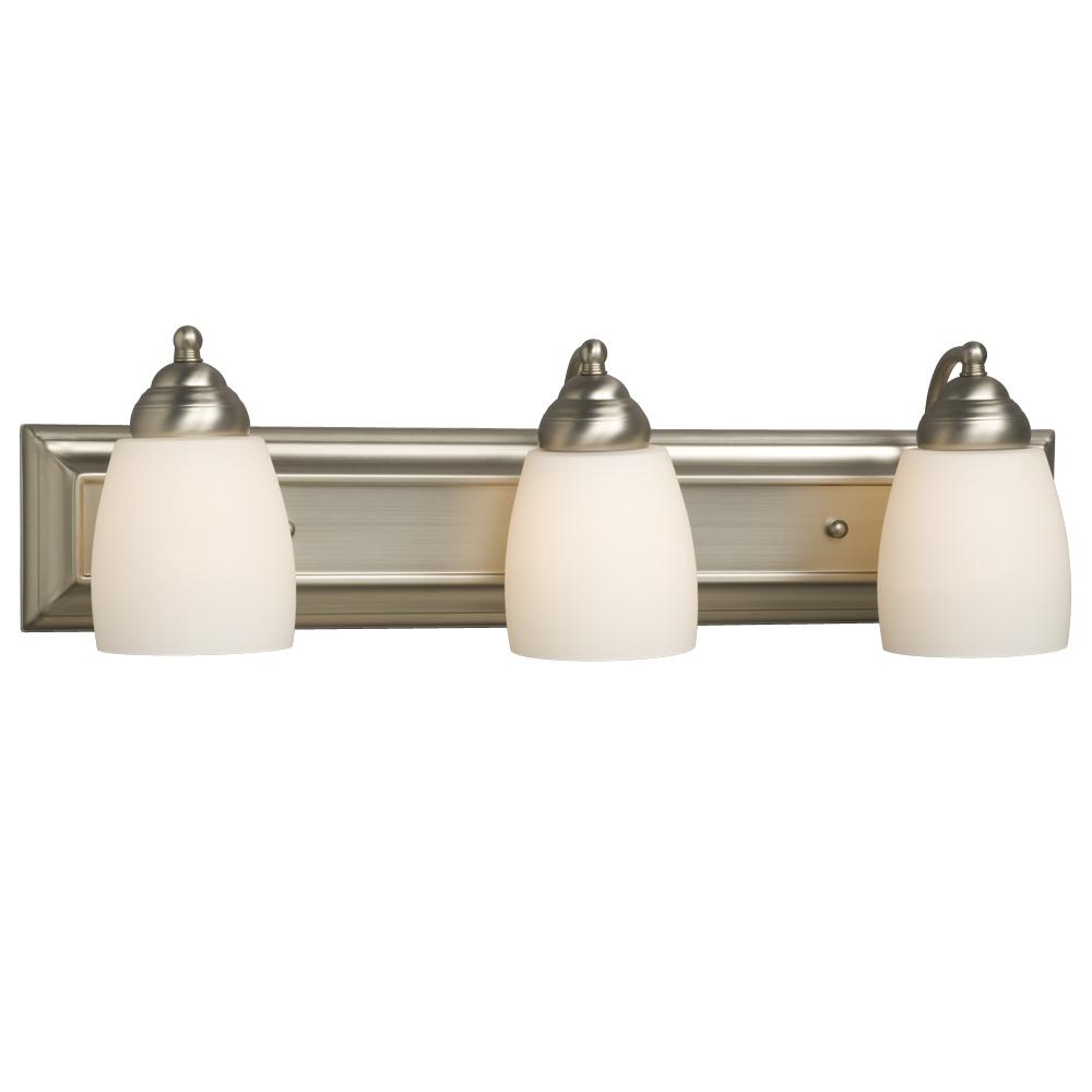 Three Light Vanity - Brushed Nickel w/ Satin White Glass