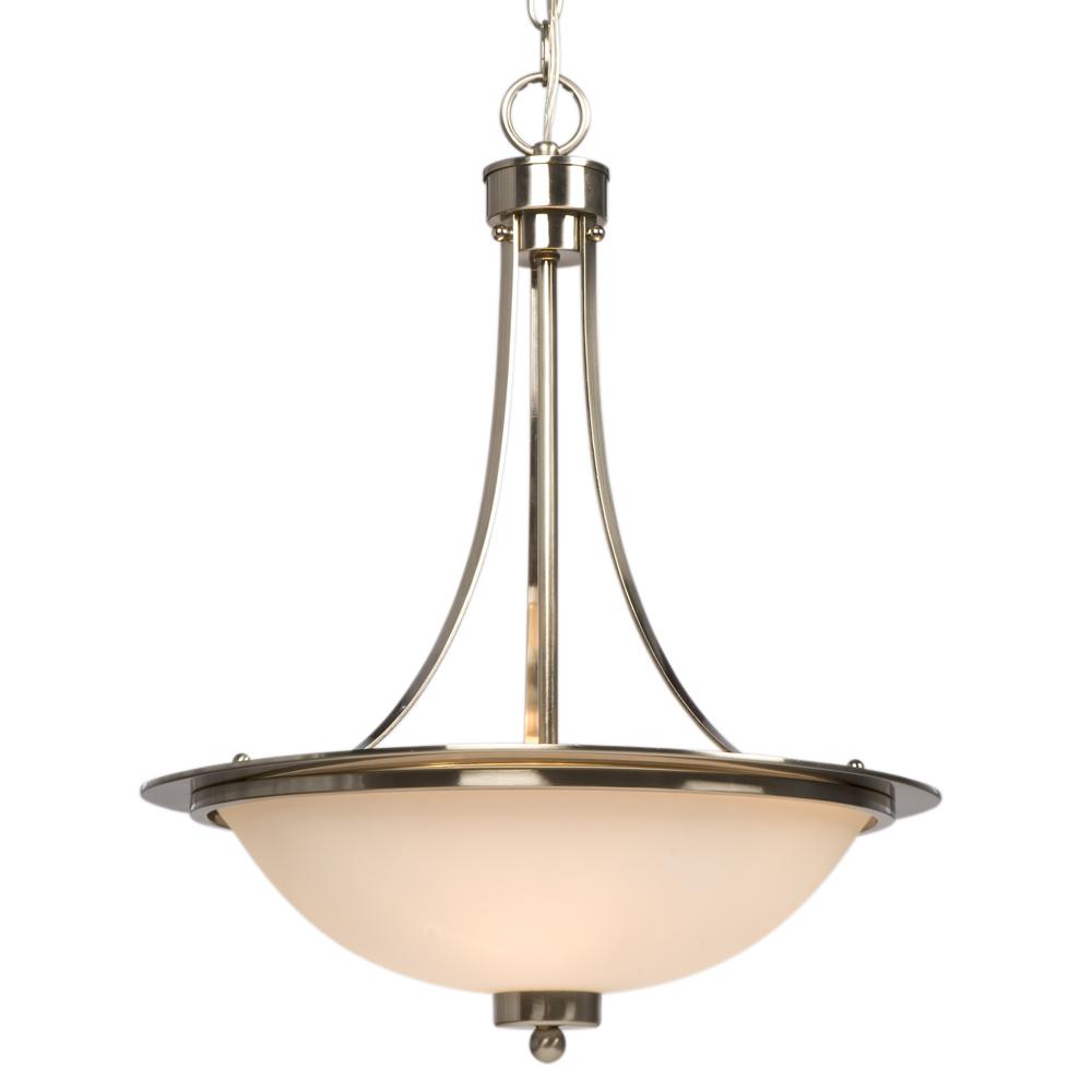 Pendant - Brushed Nickel w/ White Glass