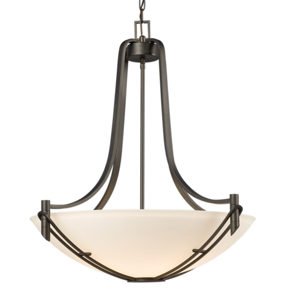 Pendant - Oil Rubbed Bronze with Satin White Glass