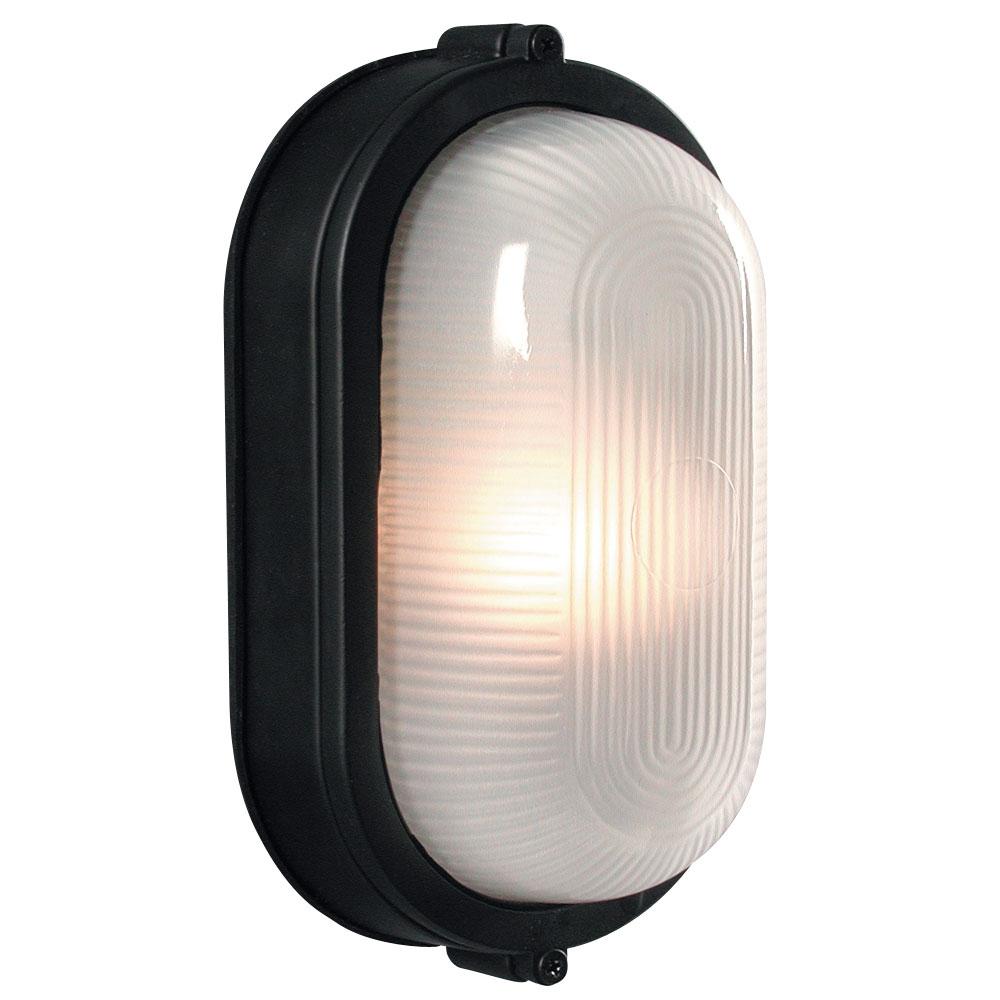 Outdoor Cast Aluminum Marine Light - in Black finish with Frosted Glass (Wall or Ceiling Mount)