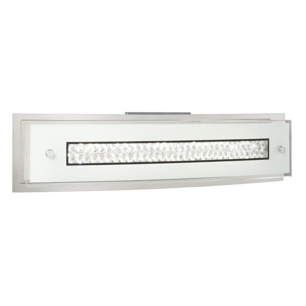 LED Bath & Vanity Light - in Polished Chrome finish - White Glass  with Clear Crystal Accents (non-d