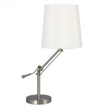  514850BN/WH - 1-Light Table Lamp - Brushed Nickel with White Linen Fabric Shade & Adjustable Arm