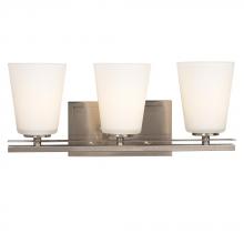 Galaxy Lighting 711963BN - 3-Light Vanity - Brushed Nickel with White Glass