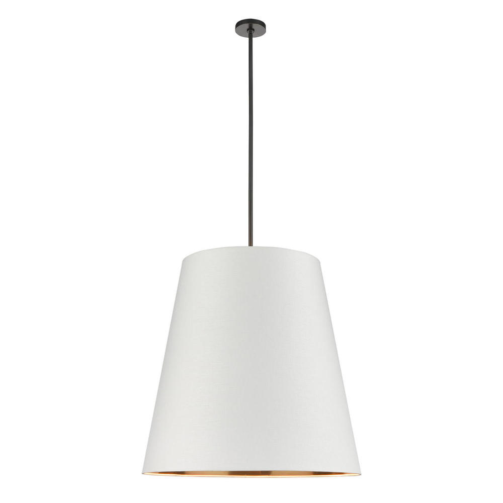 Calor 30-in Urban Bronze/White Linen With Gold Parchment 3 Lights Pendant