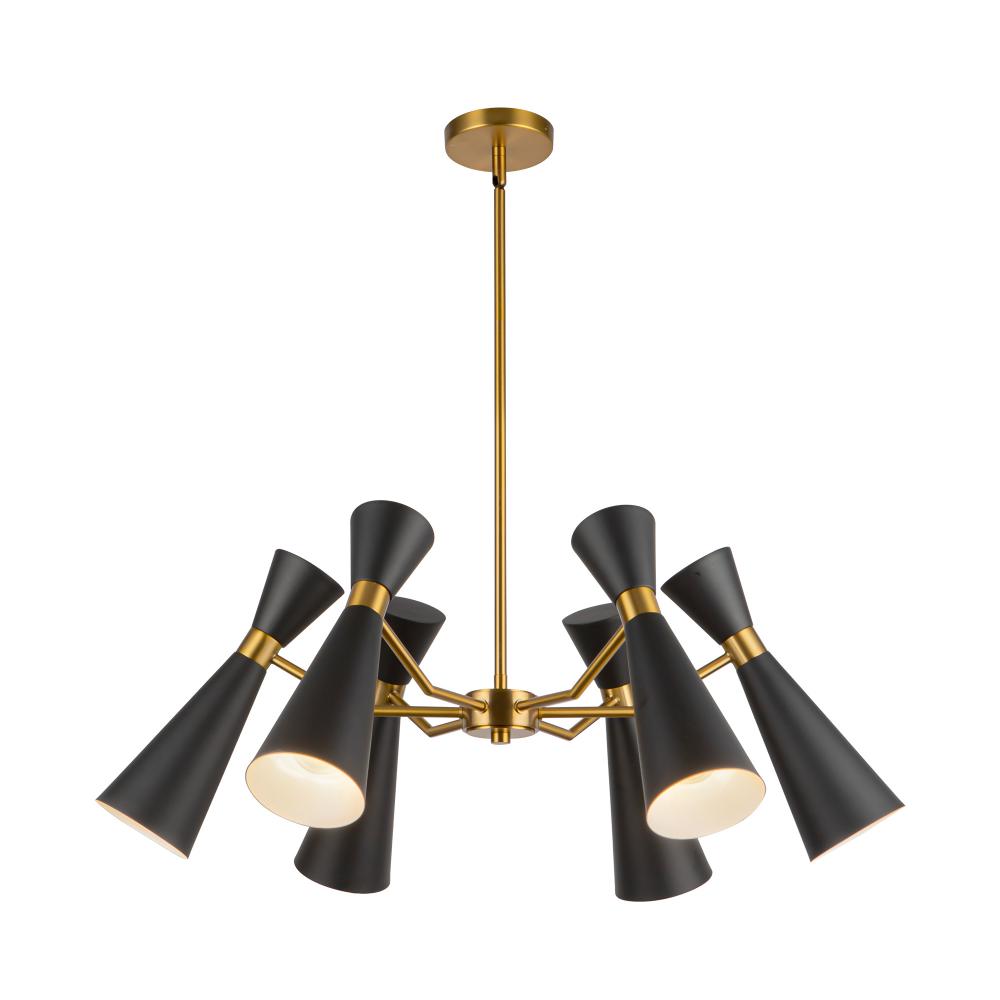 Blake 32-in Matte Black/Aged Gold Socket Chandelier