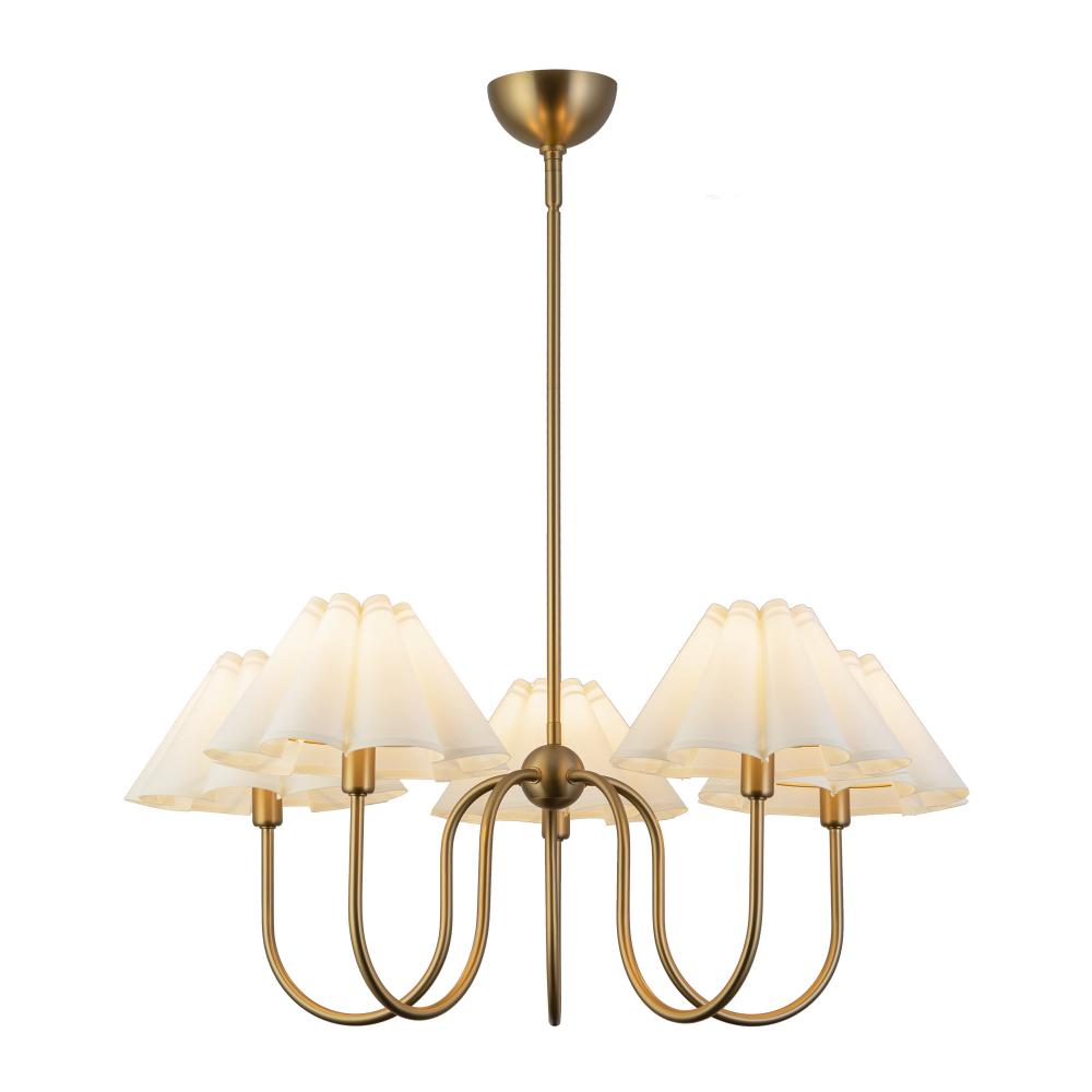 Rosemary 31-in Brushed Gold/Folded White Socket Chandelier