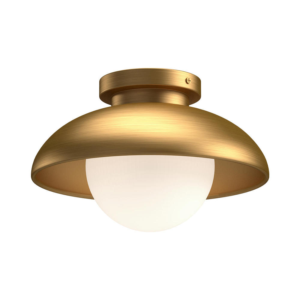 Rubio 16-in Aged Gold/Opal Matte Glass 1 Light Flush Mount