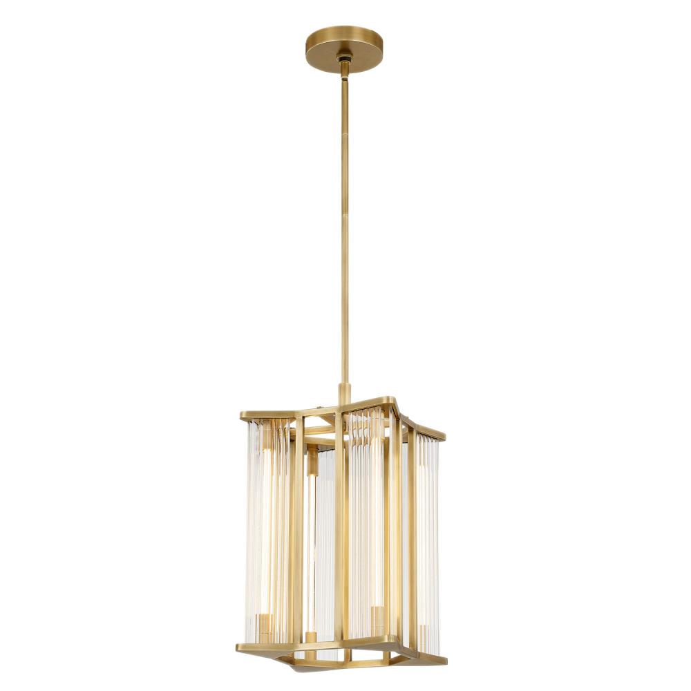 Sabre 11-in Ribbed Glass/Vintage Brass LED Pendant