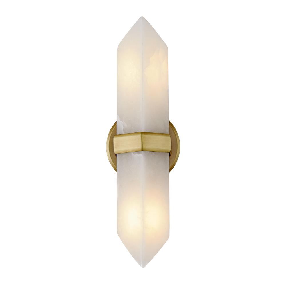 Valencia 15-in Vintage Brass/Alabaster 2 Lights Wall/Vanity