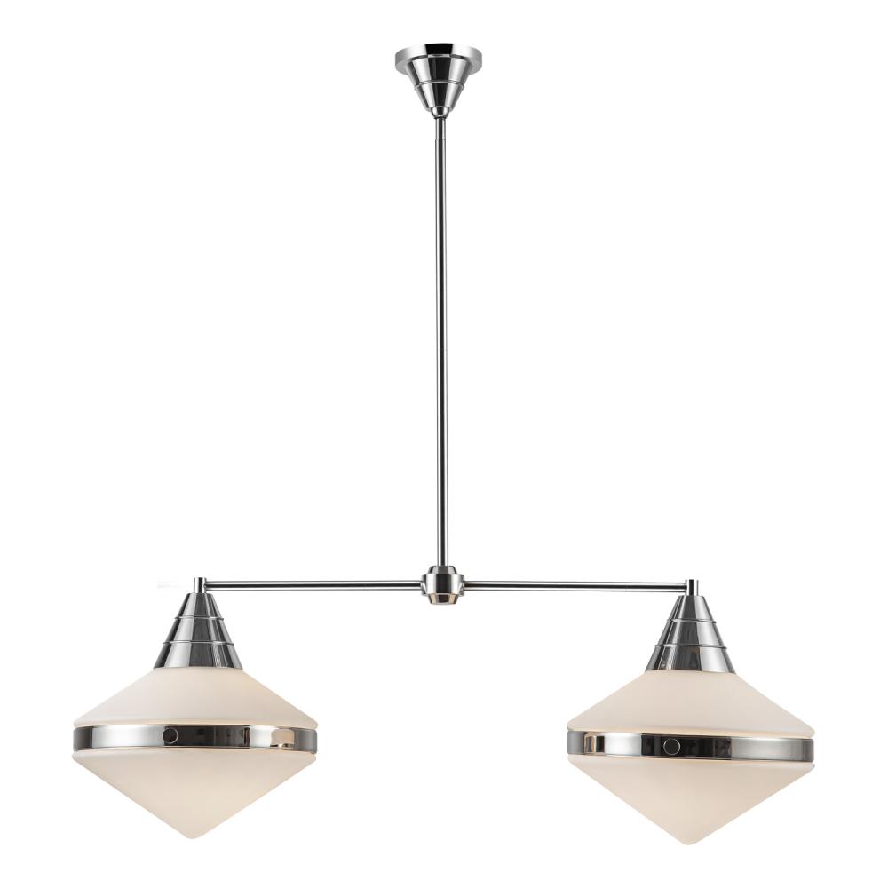 Willard 41-in Polished Nickel/Opal Matte Glass 2 Lights Linear Pendant