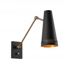 Alora Lighting WV342105MBHL - Brickell 5-in Matte Black/Hazelnut Leather 1 Light Wall/Vanity