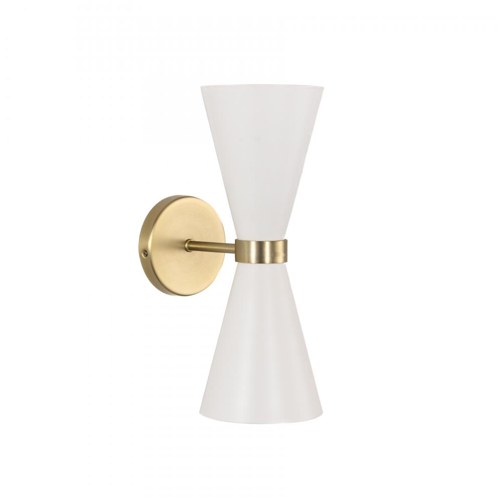 Konic - Double Wall Sconce in Matte White and Soft Gold