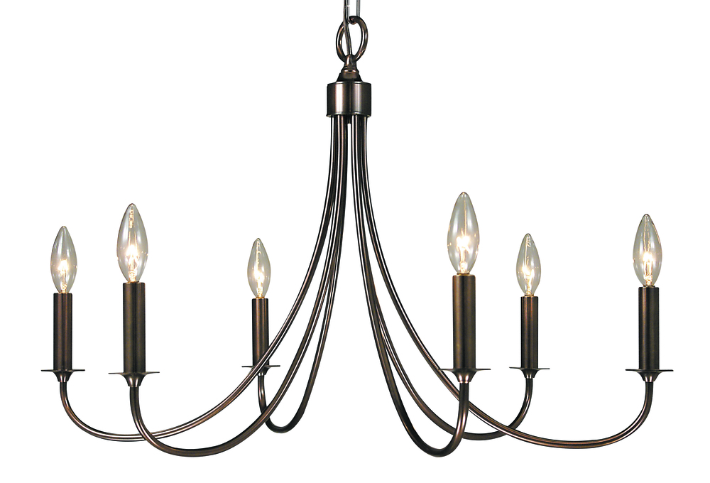 6-Light Mahogany Bronze Maisonette Dining Chandelier