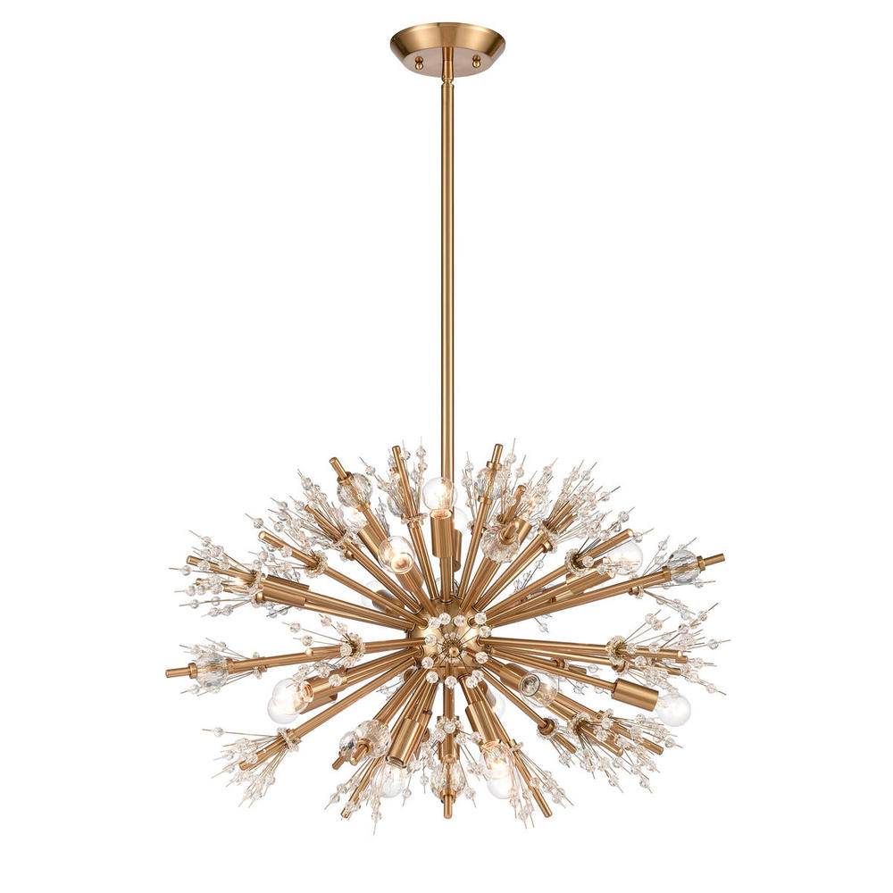 Starburst 26&#39;&#39; Wide 19-Light Chandelier - Satin Brass