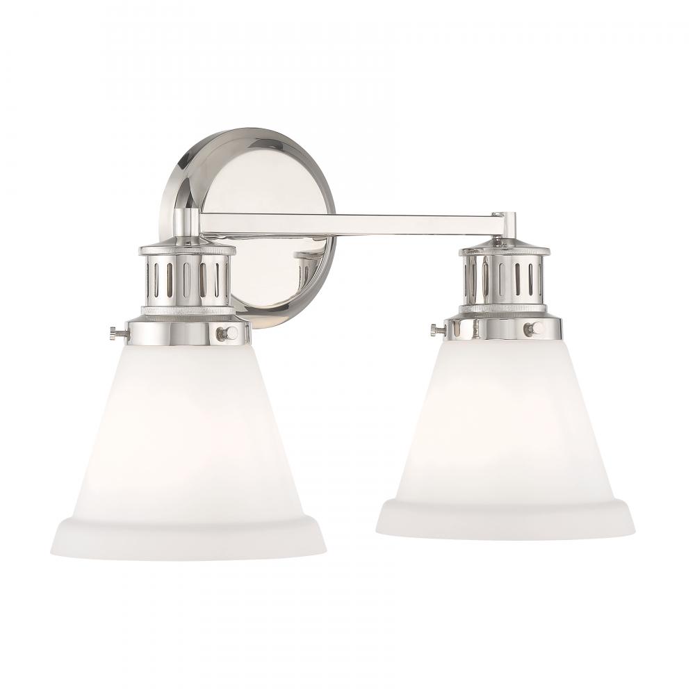 Alden 16.25&#39;&#39; Wide 2-Light Vanity Light - Polished Nickel, Matte Opal