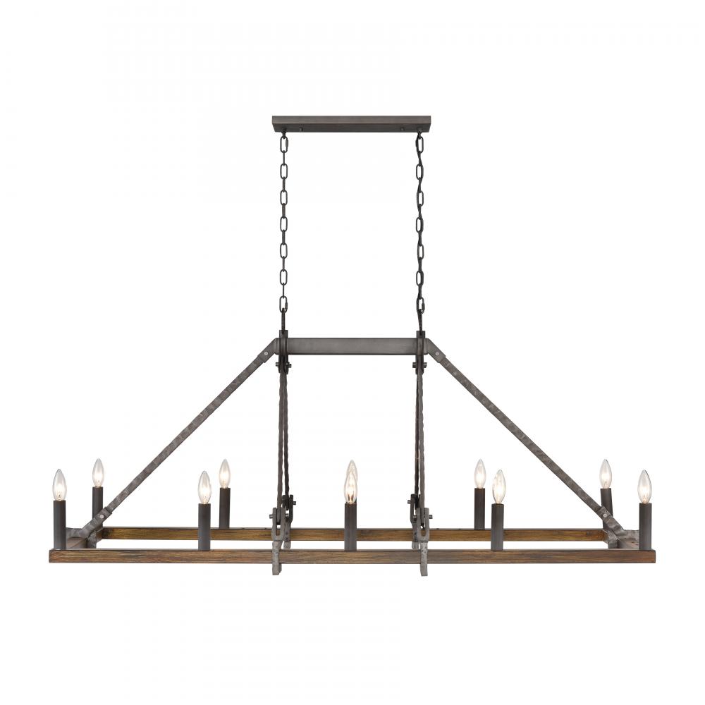 Harwell 56'' Wide 10-Light Linear Chandelier - Antique Millwood