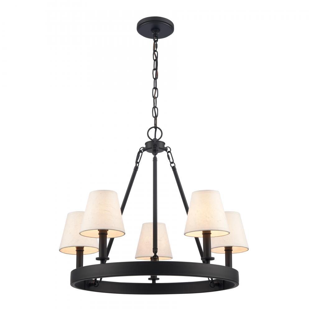 Rydell 24.5'' Wide 5-Light Chandelier - Matte Black and Parchment