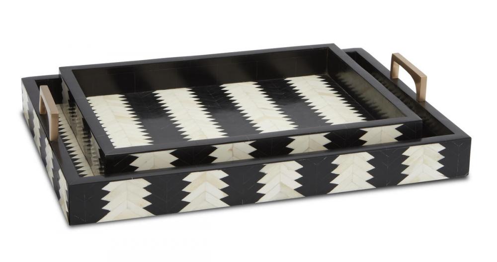 Arrow Black & White Tray Set o