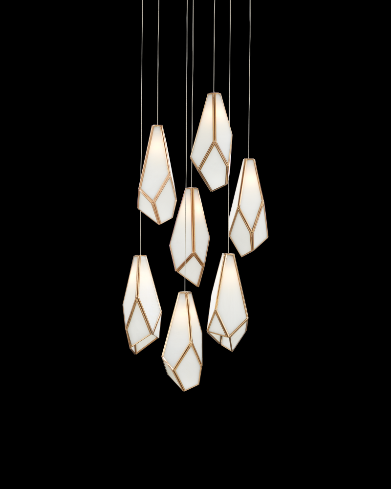 Glace White 7-Light Round Multi-Drop Pendant